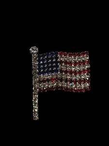 USA Kristall Flagge Pin rot klar blau groß patriotisch - Bild 1 von 2