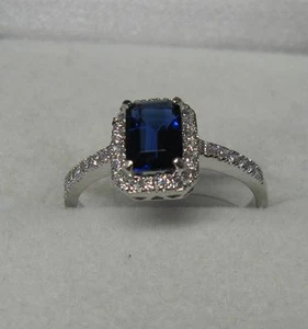 Dolly-Bijoux Bague Rhodié T54 Sertie Saphir Cz 7 mm Argent Massif 925 - Picture 1 of 1