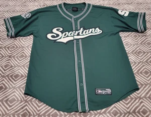 Vintage Colosseum Herren XL grün Michigan State Spartans Knopfleiste Baseball Trikot - Bild 1 von 9