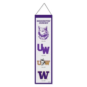 Washington UW Huskies Evolution 8x32 Inch Vertical Wool Embroidered Hanging - Picture 1 of 4