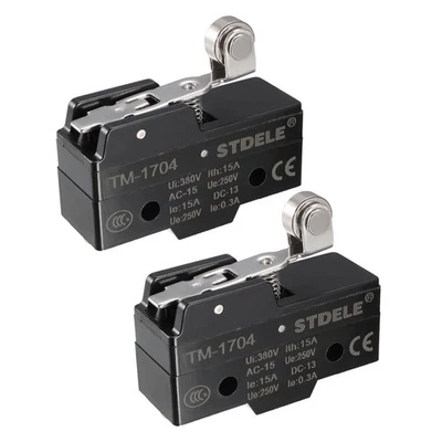 2PCS TM-1704 Panel Mount Short Hinge Roller Lever Micro Switch Screw Terminals - Imagen 1 de 4