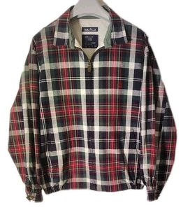 Giacca Nautica Uomo Grande Blu Plaid Full Zip Golf Bomber Golf Nautica Vintage - Foto 1 di 12