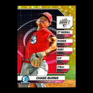 2024 Bowman Chrome Draft Chase Burns Draft Night Gold Refractor #BDN-8 RC/50 - Imagen 1 de 1