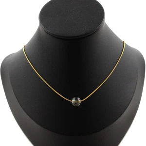 Collar 1 Perla Cuarzo 8 Mm Cadena De Acero Dorado Inoxidable. - Imagen 1 de 3