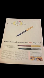 Parker 1953 Vintage Print Ad Christmas Greeting Pen Xmas - Picture 1 of 1