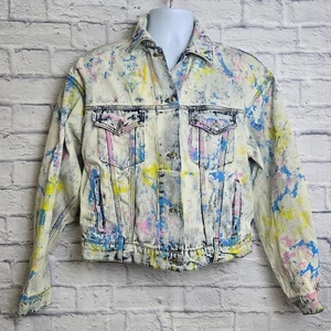 MSGM Jean Multicolor G-Jacket Size 42 US M/8 White Paint Splatter Made in Italy - Picture 1 of 24