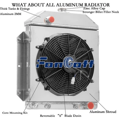3Row Radiator+Shroud+Fan For 1949-53 Ford Cars Sedan Club Country 3.5 3.7L V8/L6 - Изображение 1 из 4