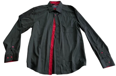Flex Mens Luxury Collection Button Down Shirt Black Size M Solid Collared Button - Image 1 of 4