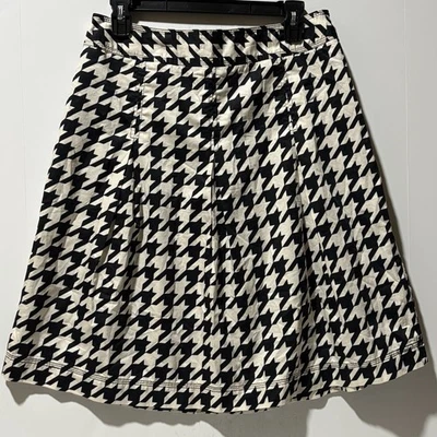 Falda MERONA Mujer Talla 8 Blanca Expandible Pata de Gallo Plisada Línea A Fluida Rodilla Cremallera Foto 1 de 4