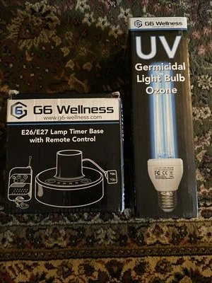 G6 Wellness E26/E27 Lamp Timer Base w| Remote + UV Germicidal Light Bulb Ozone  - Image 1 of 3