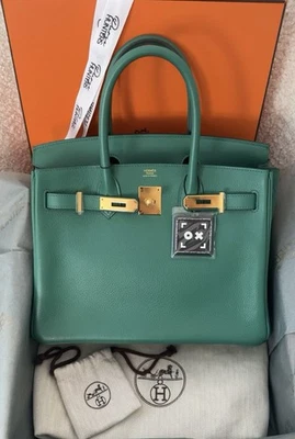 NUEVO EN CAJA Hermès Birkin 30 Vertigo Verde Evergrain Cuero Herrajes Dorados Foto 1 de 4