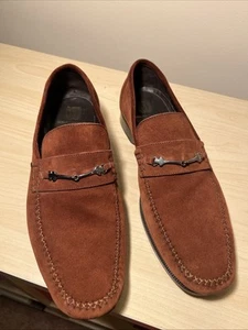 Bruno Magli Pittore Men’s Cognac Suede Dress Loafers Shoes Sz US 11.5M Italy - Picture 1 of 6