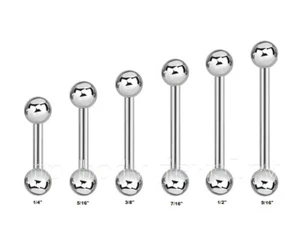 PAIR 14G Steel Barbell with 4mm Ball Eyebrow Cartilage Nipple Ring Tragus Stud - Picture 1 of 2