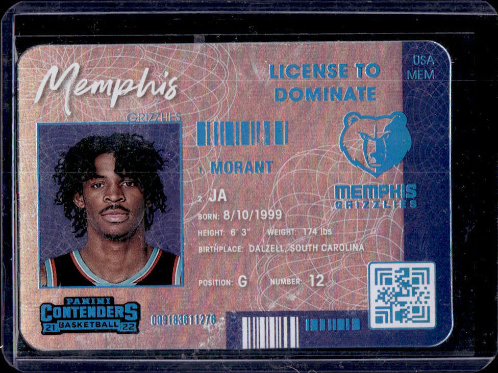 2021-22 Contenders Ja Morant License To Dominate #20 Grizzlies