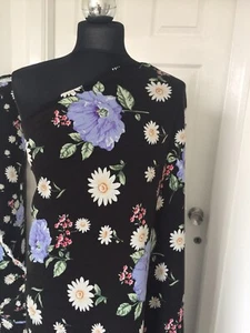 1 Meter ENGLISH**TOP QUALITY Soft Linen VISCOSE Vintage FLORAL Fabric Wide 56” - Picture 1 of 9