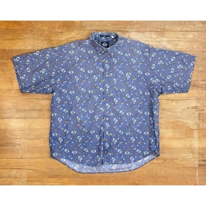Vintage Mens Lacrosse Shirt Size Large/XL 1990s Dockers Sports Print Button Down - Picture 1 of 4
