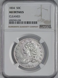 1834  50C CAPPED BUST HALF DOLLAR  NGC AU DETAILS "CLEANED" #6902945-038 - Picture 1 of 4