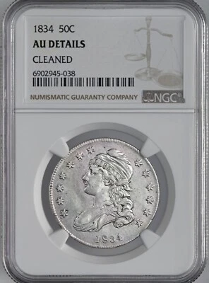 1834 50C BUSTO TAPADO MEDIO DÓLAR NGC AU DETALLES "LIMPIO" #6902945-038 Foto 1 de 4