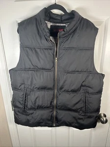 Puffer Vest Plaid Lining Mens Mid Weight Merona Black XL 3 Pocket Comfortable - Picture 1 of 5