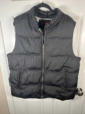 Merona Puffer 背心格子衬里男式中重黑色 XL 3 口袋可打包 — 第 1/4 张图片