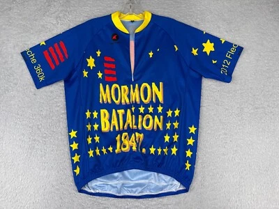 Pactimo Cycling Jersey Adult Medium Blue Yellow Mormon Batalion 1847 Arizona - Image 1 of 4