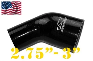 Manguera de unión de codo reductora de silicona de 45 grados de 4 capas 70 mm - 76 mm 2 3/4"" - 3"" negra - Imagen 1 de 6