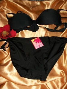 Parte superior e inferior de bikini acolchado negro con cable Store Twenty One 18 - Imagen 1 de 3
