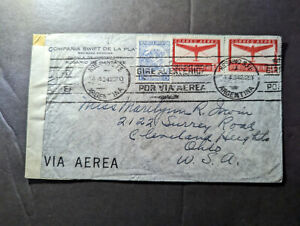 1942 Censored Argentina Airmail Cover Rosario De Santa Fe to Cleveland OH USA