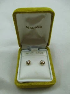 Vintage 14K Gold Pearl Earrings Spiral Stud 968D - Picture 1 of 10