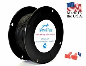 18 Gauge Heavy Duty Dog Fence Wire 1000'  Spool Superior PRO  Solid Core  Wire - Picture 1 of 2