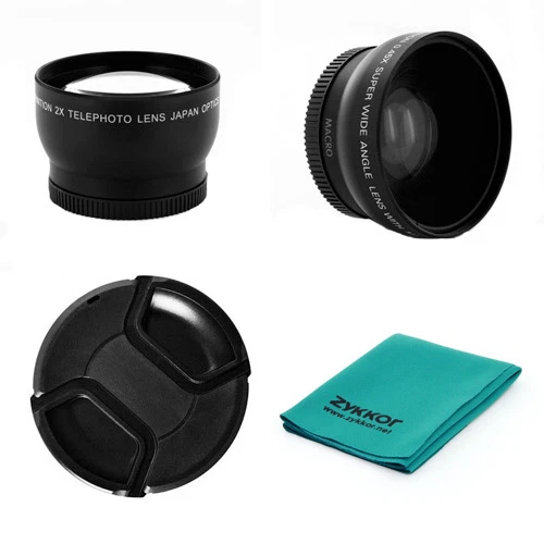 Wide Angle + 2X Telephoto Lens Kit For Canon Vixia HF R72 R700 R70 R600 R62 R60 - Image 1 of 1