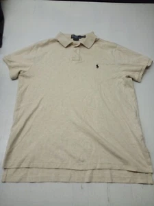Polo Ralph Lauren Custom Fit Beige Brown Polo Shirt Men's Size L - Picture 1 of 5