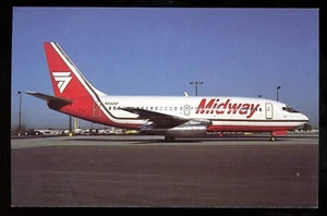 Cartolina MIDWAY Airlines Boeing 737-2T4 (N54AF) aereo non pubblicata - Foto 1 di 2