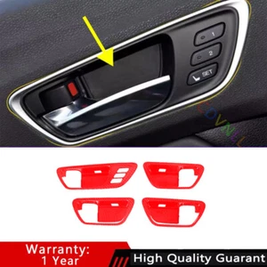 For Acura TLX 2015-2022 Red Carbon Fiber Inner Door Handle Bowl Cover Trim 4PCS - Picture 1 of 5