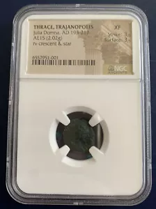 Rare Julia Domna Trajanopolis (Moushmov 5007) Crescent NGC XF - Picture 1 of 2