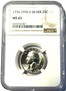 1976s Washington Silver Quarter MS65 NGC, Beautiful Coin! - Picture 1 of 4