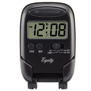 31302 Equity by La Crosse LCD Digital Fold-Up Travel Alarm Clock - Black - Picture 1 of 6