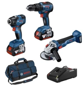 NEW Bosch 18V Professional 3-Piece Brushless Drill, Grinder & Driver Combo Kit - Picture 1 of 2