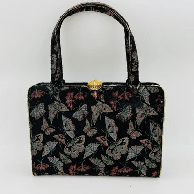 Cartera de mano MARTIN VAN SCHAAK de diseñador original vintage negra con estampado de mariposas Foto 1 de 4