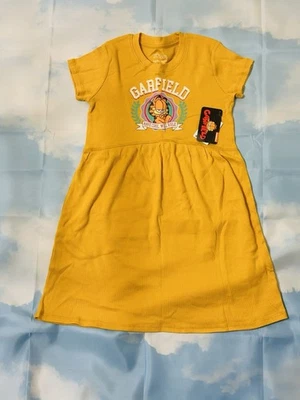 Nuevo con etiquetas Vestido informal manga corta Garfield talla M 7/8 amarillo dorado naranja para niñas Foto 1 de 3