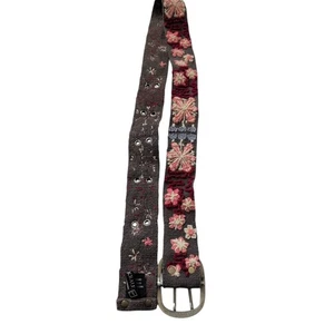 Cintura Jenny Krauss ricamata 100% lana taglia grande 32-40 pollici floreale grigio rosa - Foto 1 di 9