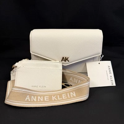 NWT ANN KLEIN Flap Crossbody Shoulder Bag with Matching Card Wallet &Web Strap - Image 1 of 4