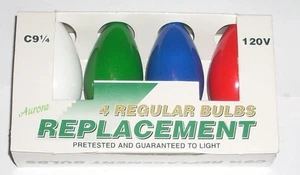 Vintage Aurora Multi Color C-9 Farbe Weihnachten Ersatzbirnen 4er Pack C9 - Bild 1 von 2