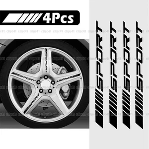 4x Black SPORT Logo Car Rim Wheel Hub Sticker Strip Graphic Decal Accessories - Bild 1 von 7