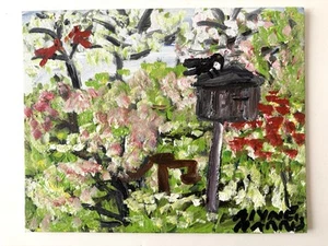 Alyne Harris 2011 Folk Oil Painting on bd Naive Florida 11x14 be inspired! - Picture 1 of 3