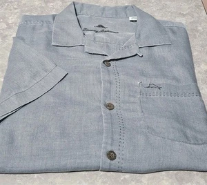 Tommy Bahama Island Zone - grau gewebte Seide/Poly, Herren SS, Sommer Resort Hemd (M) - Bild 1 von 4
