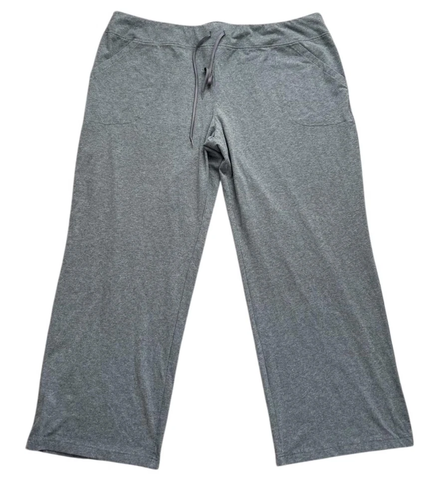 ATHLETIC WORKS Sz 4X Gray Stretch Tie Front Pockets Knit  Pants Yoga Lounge - Image 1 of 4