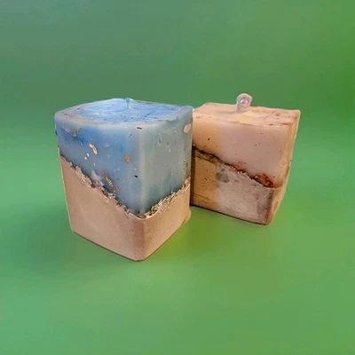 Decorative Scented Candle Set Marble On Portland Cement - Image 1 of 4