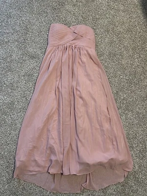 Vestido de Dama de Honor Formal Sin Tirantes de Gasa Rosa Polvorienta Línea A Talla 14 Atado Trasero Foto 1 de 4