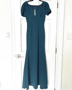 NWT Zac Posen Peacock Blue Floor Length Gown Size 4 Formal Dress - Picture 1 of 8